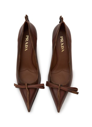 细节 - 点击放大 - PRADA - Runway Décolleté 55 Bow Leather Pumps