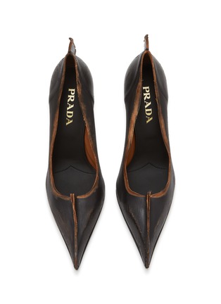 细节 - 点击放大 - PRADA - Antiqued 85 Leather pumps