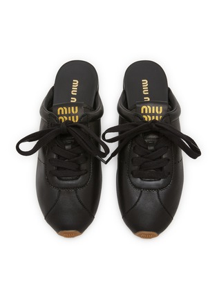 细节 - 点击放大 - MIU MIU - Plume Leather Mules