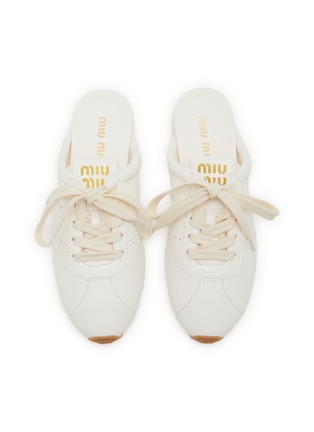 细节 - 点击放大 - MIU MIU - Plume Leather Mules