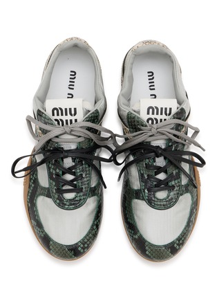 细节 - 点击放大 - MIU MIU - 女款 GYMNASIUM 拼接系带运动鞋