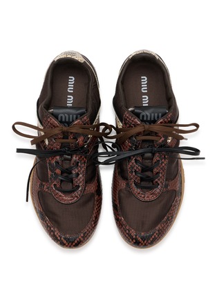 细节 - 点击放大 - MIU MIU - 女款 GYMNASIUM 拼接系带运动鞋