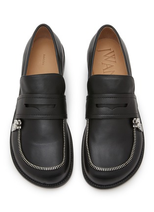 细节 - 点击放大 - JW ANDERSON - Biker Zip Trim Leather Moccasins