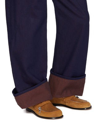 模特儿示范图 - 点击放大 - JW ANDERSON - Biker Zip Trim Suede Moccasins