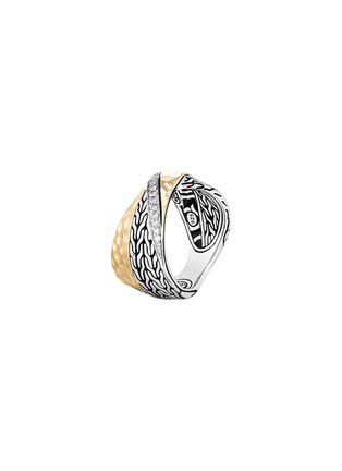 细节 - 点击放大 - JOHN HARDY - JH Essentials Diamond 18K Gold Sterling Silver Hammered Ring — Size 6