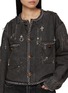  - R13 - Chain Embellished Cropped Dark Wash Denim Chore Jacket