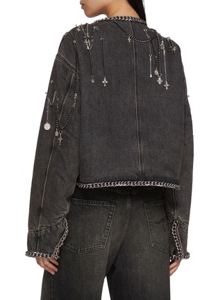 背面 - 点击放大 - R13 - Chain Embellished Cropped Dark Wash Denim Chore Jacket