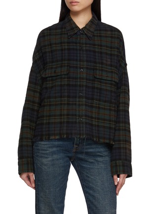 首图 - 点击放大 - R13 - Checkered Cropped Cotton Work Shirt