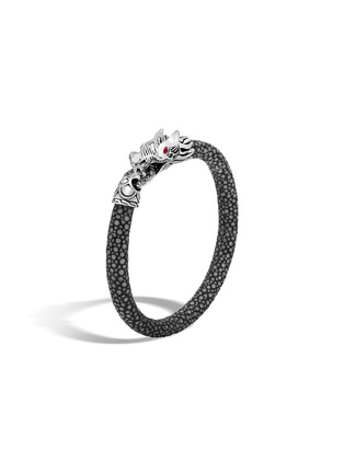 细节 - 点击放大 - JOHN HARDY - Legends Naga Sterling Silver Black Sapphire Ruby Bracelet — Size M