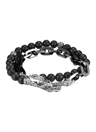 首图 - 点击放大 - JOHN HARDY - Legends Naga Onyx Stainless Steel Double Wrap Link Bracelet — Size UL
