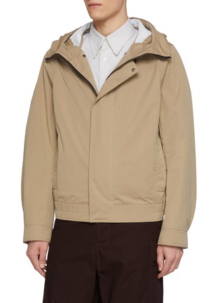 细节 - 点击放大 - YVES SALOMON - Rabbit Fur Coyote Trim Cotton Blend Blouson Jacket