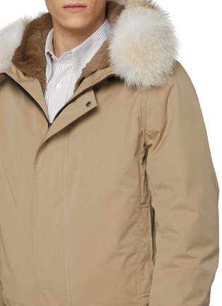  - YVES SALOMON - Rabbit Fur Coyote Trim Cotton Blend Blouson Jacket