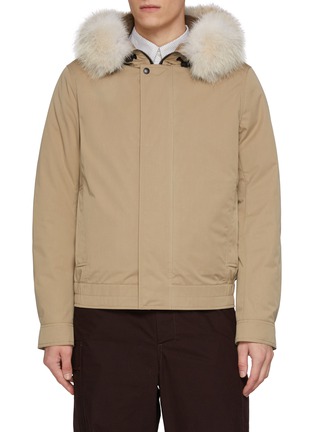 首图 - 点击放大 - YVES SALOMON - Rabbit Fur Coyote Trim Cotton Blend Blouson Jacket