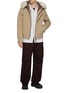 模特儿示范图 - 点击放大 - YVES SALOMON - Rabbit Fur Coyote Trim Cotton Blend Blouson Jacket