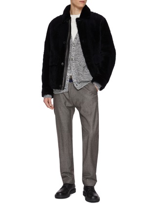 模特儿示范图 - 点击放大 - YVES SALOMON - Merino Wool Ribbed Jacket