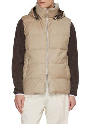 首图 - 点击放大 - YVES SALOMON - Fur Trim Wool Silk Puffer Vest