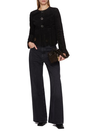 模特儿示范图 - 点击放大 - FRAME - The Saddle Suede Leather Jacket