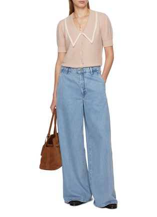 模特儿示范图 - 点击放大 - FRAME - The Cashmere Short Sleeve Sailor Cardigan