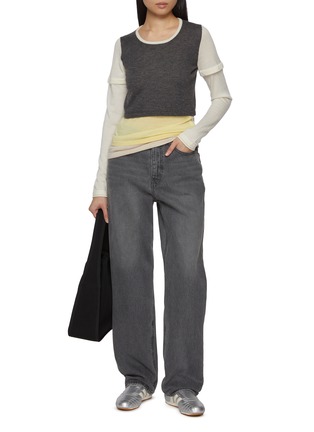 模特儿示范图 - 点击放大 - CUDDLEUP - Double Layer Long Sleeve Top