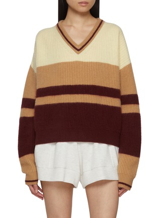 首图 - 点击放大 - CUDDLEUP - V-Neck Colourblock Knit Sweater