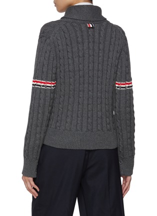 背面 - 点击放大 - THOM BROWNE - Shawl Collar Striped Cable Knit Wool Cardigan