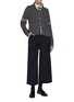 模特儿示范图 - 点击放大 - THOM BROWNE - Shawl Collar Striped Cable Knit Wool Cardigan
