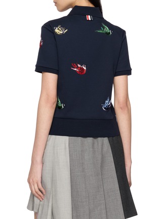 背面 - 点击放大 - THOM BROWNE - Satin Stitch Bird Embroidery Cotton Polo Shirt