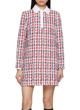 首图 - 点击放大 - THOM BROWNE - Round Collar Gingham Tweed Shift Dress