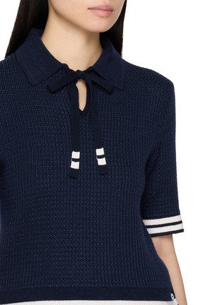  - THOM BROWNE - Tuck Stitch Silk Cashmere Wool Polo Shirt