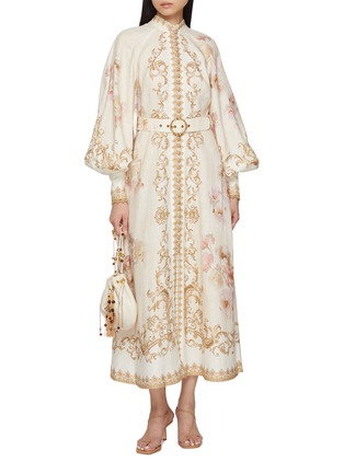 模特儿示范图 - 点击放大 - ZIMMERMANN - Hypnotic Buttoned Linen Midi Dress