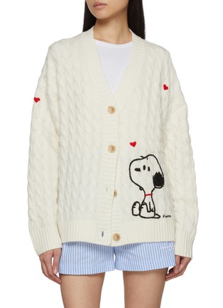 首图 - 点击放大 - CHINTI & PARKER - X Peanuts Snoopy Heart Wool Cashmere Cable Knit Cardigan