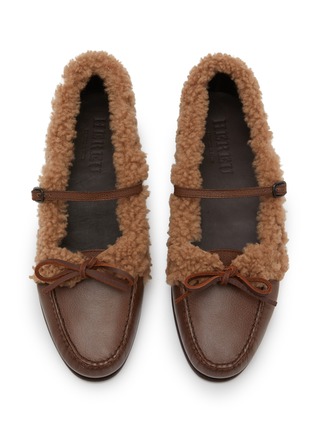 细节 - 点击放大 - HEREU - Lorea Shearling Trim Leather Loafers