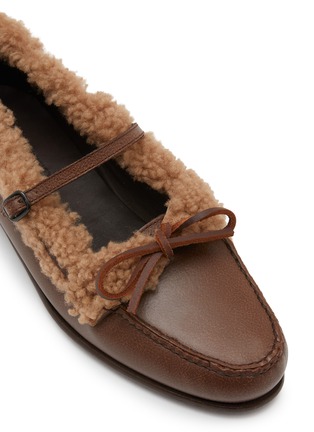 细节 - 点击放大 - HEREU - Lorea Shearling Trim Leather Loafers