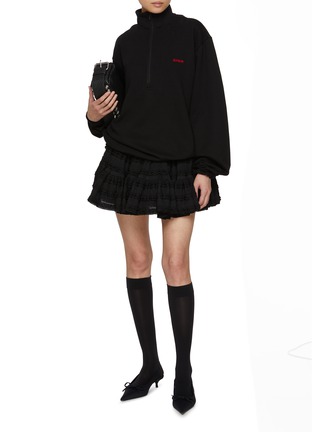 模特儿示范图 - 点击放大 - BONBOM - 半开襟纯棉拉链卫衣