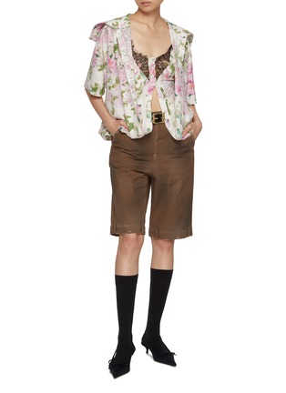 模特儿示范图 - 点击放大 - BONBOM - 蕾丝拼接真丝连衣裙