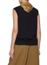 背面 - 点击放大 - FAFAMOON - Sleeveless Cotton Knit Polo Vest with Triangular Scarf