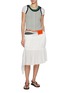 模特儿示范图 - 点击放大 - FAFAMOON - Draped Tiered Cotton Midi Skirt