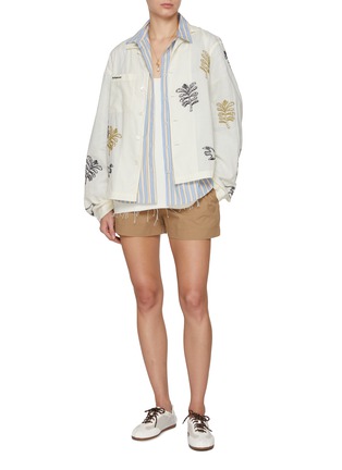 模特儿示范图 - 点击放大 - FAFAMOON - Sheer Embroidered Cotton Shirt