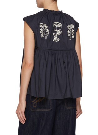 背面 - 点击放大 - FAFAMOON - Embroidered Lace Up Cotton Sleeveless Shirt