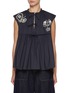 首图 - 点击放大 - FAFAMOON - Embroidered Lace Up Cotton Sleeveless Shirt