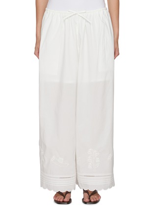 首图 - 点击放大 - FAFAMOON - Embroidered Patchwork Cotton Wide Leg Pants