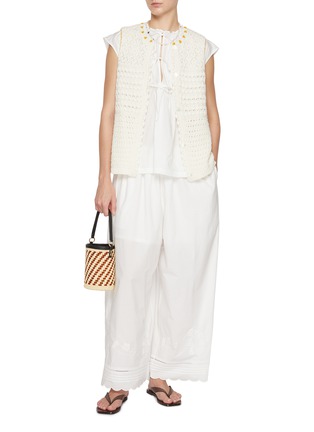 模特儿示范图 - 点击放大 - FAFAMOON - Crocheted Cotton Knit Vest