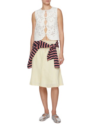 模特儿示范图 - 点击放大 - FAFAMOON - Sheer Nylon Drawstring Midi Skirt