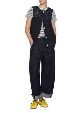 模特儿示范图 - 点击放大 - FAFAMOON - Patchwork Denim Lantern Pants