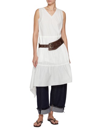 模特儿示范图 - 点击放大 - FAFAMOON - Tiered Draped Cotton Dress