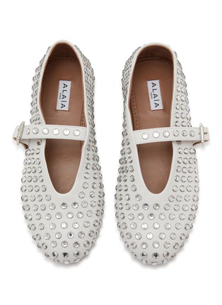 细节 - 点击放大 - ALAÏA - La Ballerine Crystal Leather Mary Jane Flats