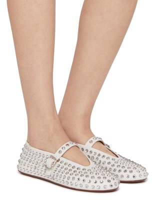 模特儿示范图 - 点击放大 - ALAÏA - La Ballerine Crystal Leather Mary Jane Flats
