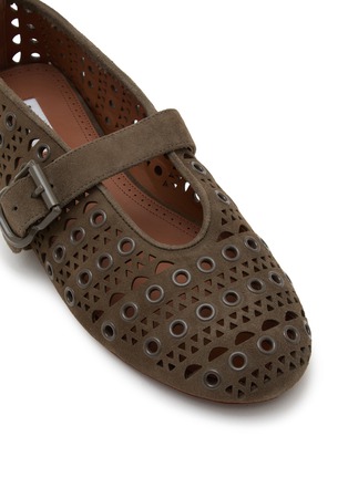 细节 - 点击放大 - ALAÏA - La Ballerine Suede Mesh Mary Jane Flats