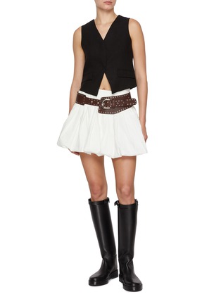 模特儿示范图 - 点击放大 - EPINGLER - Pleated Puff Cotton Mini Skirt