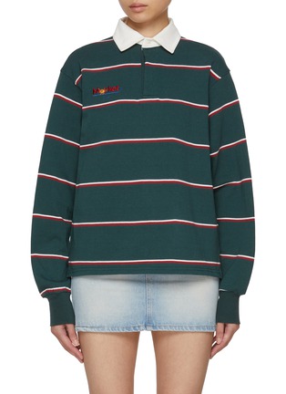 首图 - 点击放大 - SUNDAYFRUITMARKET - Stripe Embroidered Cotton Polo Shirt